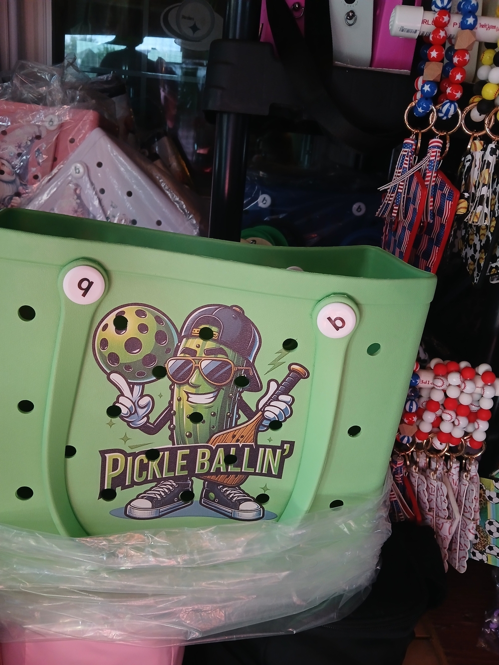 Pickle Ballin' Green Women's Tote Bag Medium Bogg like bag.